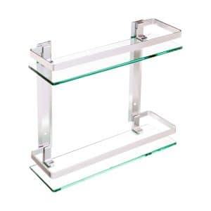 מדף זכוכית עם מעקה למקלחת 2 קומות דגם – popolare