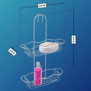 מדף רשת מעוצב לתליה או הברגה לאמבטיה 2 קומות מדפים מכרום
