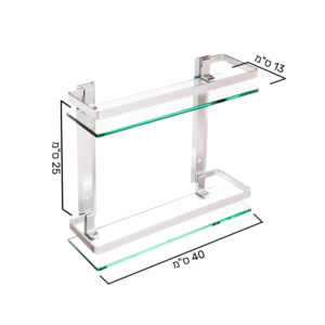 מדף זכוכית עם מעקה למקלחת 2 קומות דגם – popolare