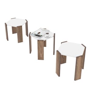 סט שולחן מתפצל ל 3 שולחנות רגלי עץ אלון דגם אורי