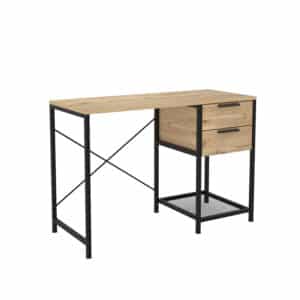 שולחן עבודה – כתיבה עם מגירה כפולה ומדף תחתון שחור עם עץ 107*47*73